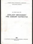 Základy mechaniky pre odbory hutníctva - náhled