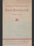 Literární pozůstalost Hany Kvapilové - náhled
