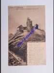 SNĚŽKA - Pozdrav z Krkonoše . Domy na Sněžce s časohlídkou 1605 m. n. M. - náhled
